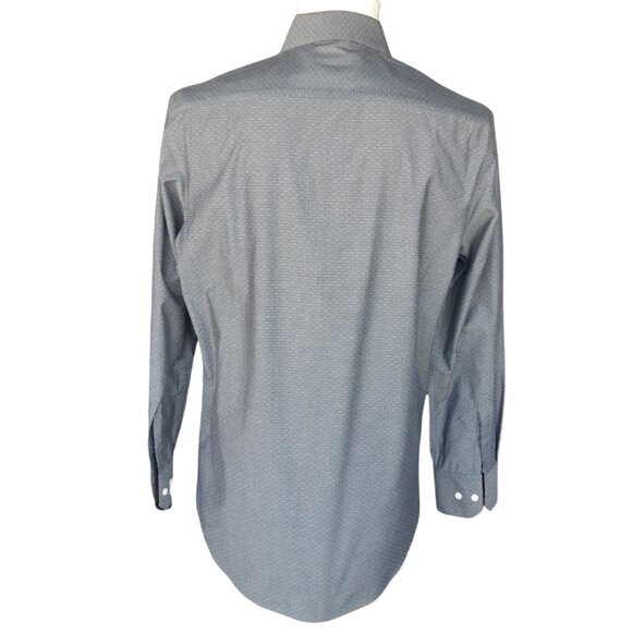 Marc New York SZ 15 Andrew Marc Slim Fit Men's Button Up Shirt Grey with White - Picture 2 of 11